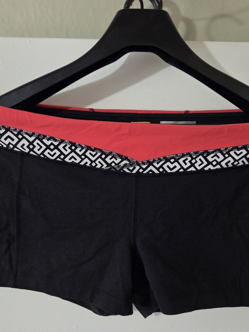 lucy Hatha Collection Black Shorts with Coral Waistband